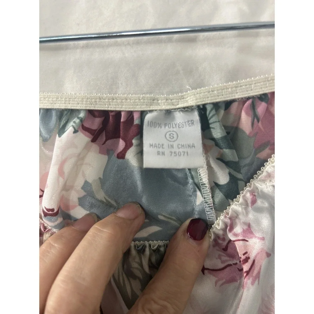 Mystique Intimates Pink Floral Satin Pajama Set Camisole Tap Shorts‎ Small